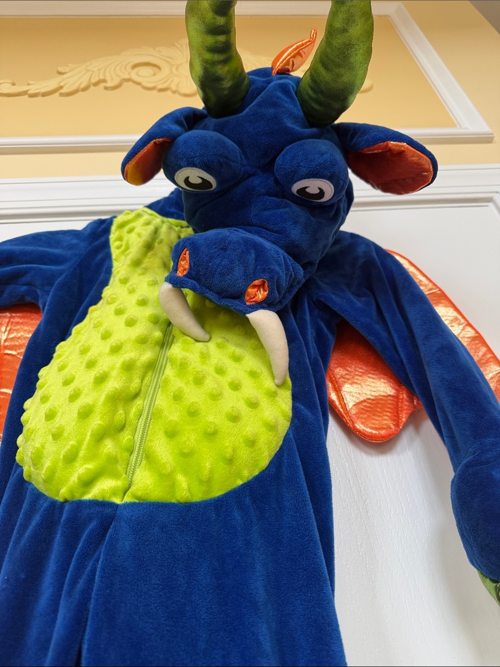 Blue and Lime Plush Dragon Kids Costume